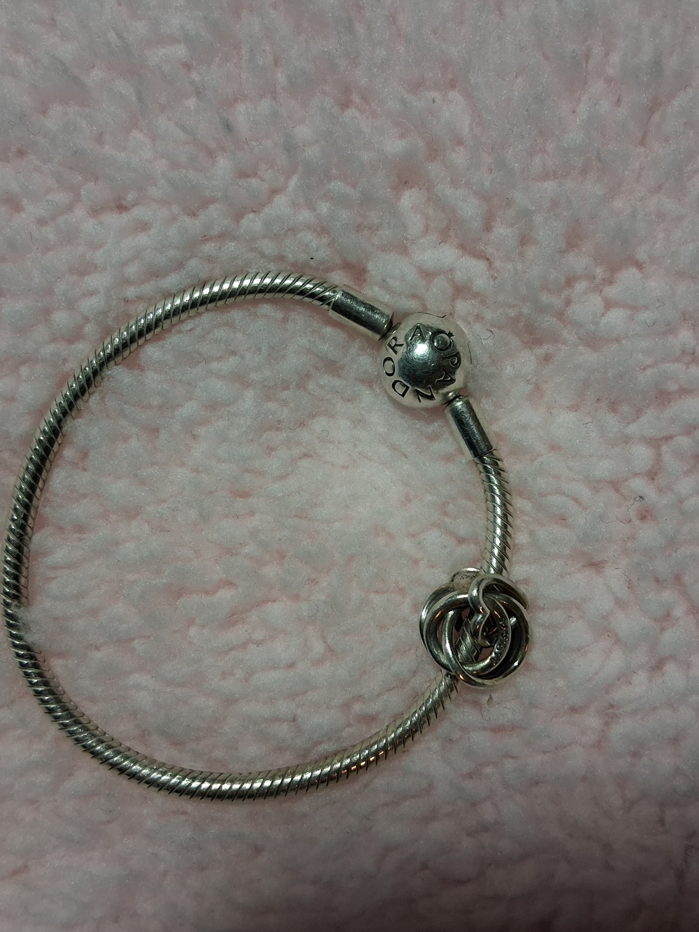Pandora Silver Bracelet with Interlocking Ring Charms